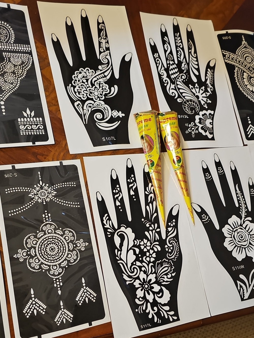 Black Henna Stencil Sheets for Hand Art
